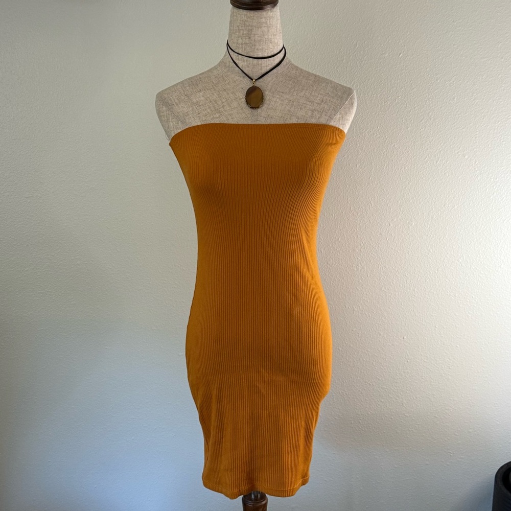 H&M Strapless Mustard Dress